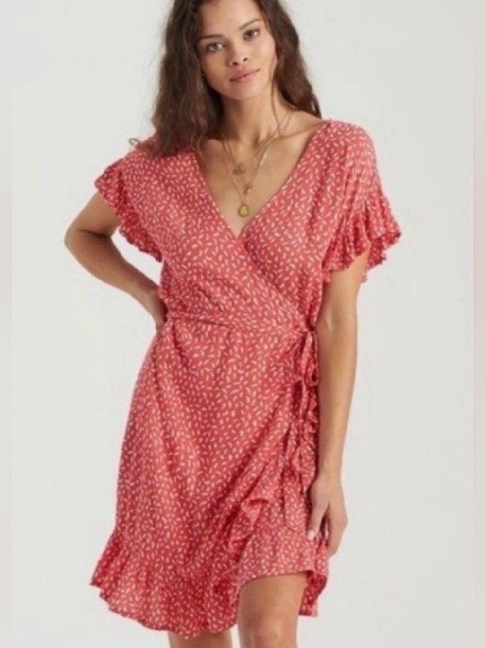 Billabong Women's Guava Ruffle Short Sleeve Mini Dress